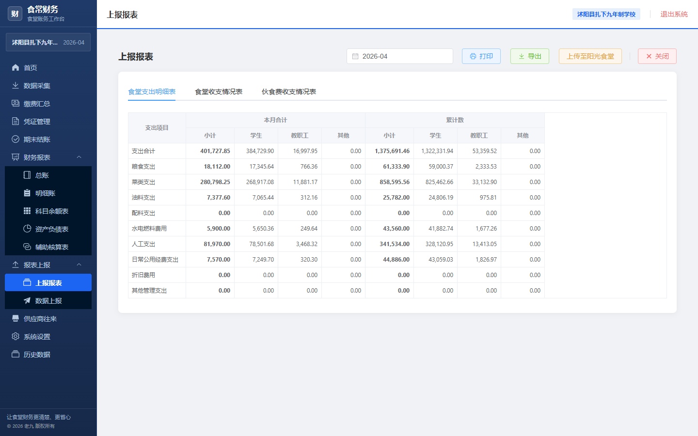 上报报表页面